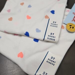 Cat & Jack 5T Two Pack White Tee with Colorful Hearts